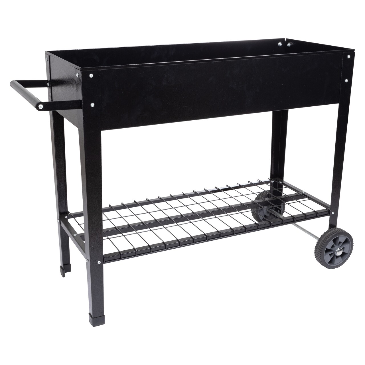 Home-Complete Raised Garden Bed Black Metal Planter Box With Storage Shelf 40.5"